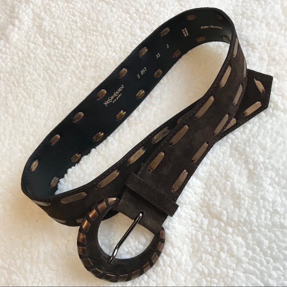 Yves Saint Laurent Brown Velour Belt